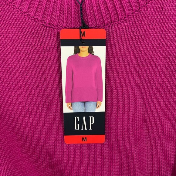 NEW Gap Womens M Pink Ribbed Hem & Cuffs Sweater 100% Cotton Crewneck Pullover - Picture 5 of 8